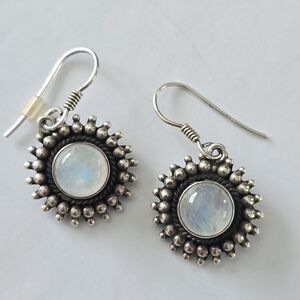 925 sterling silver Rainbow moonstone  Earrings